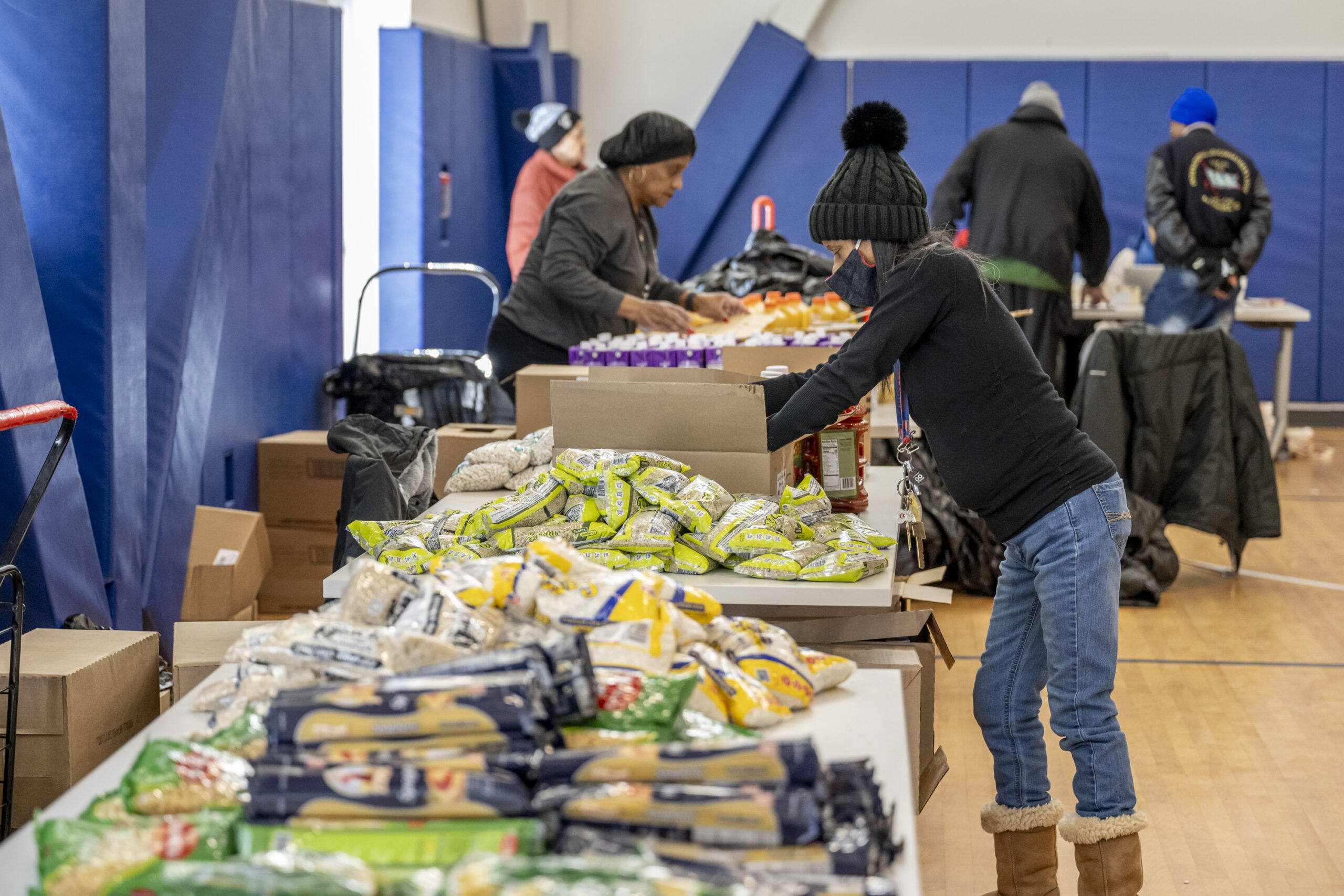 Volunteers at the Islamic Multi-Service Organization food pantry in Roxbury.