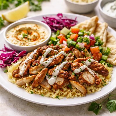 Illustrative shawarma plate